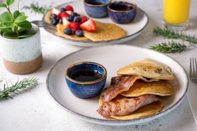 Happy pancake day... It's the perfect day to indulge in some pancakes and we're serving them with either berries and maple syrup or crispy pancetta and maple syrup. Which will you choose? ⁠
⁠
⁠